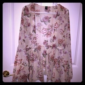 Nude floral kimono